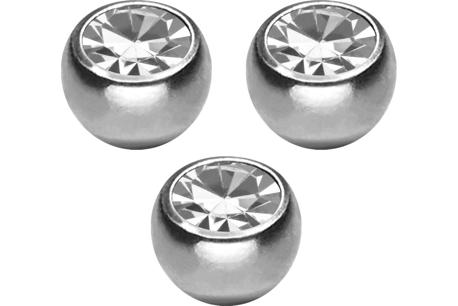 SET Titan Schraubkugel KRISTALL von Piercingline